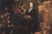 Mario Dei Fiori Self-Portrait with a Servant and Flowers oil painting